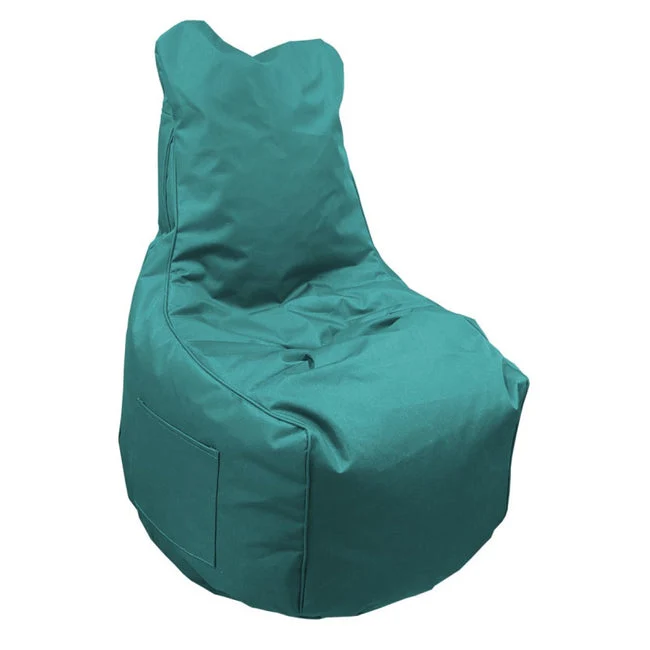 Pouf Layla en nylon et PVC, coloris bleu clair 65×65×95 cm