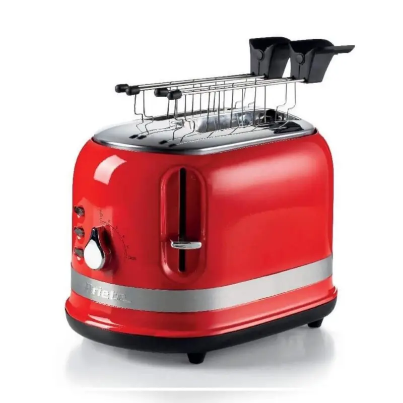 Grille-pain rouge moderne Ariete avec 2 pinces rouges