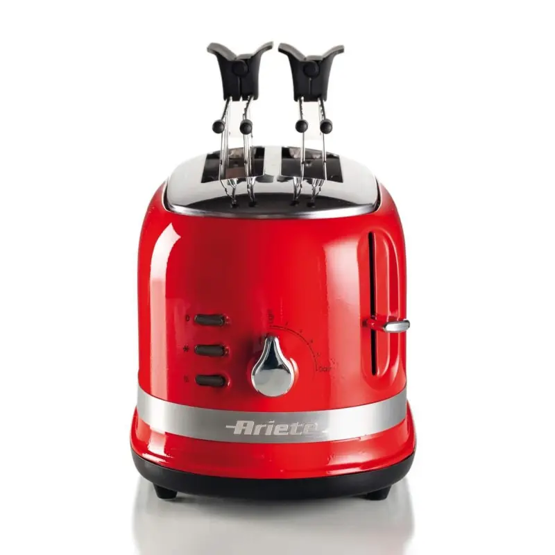 Grille-pain rouge moderne Ariete avec 2 pinces rouges