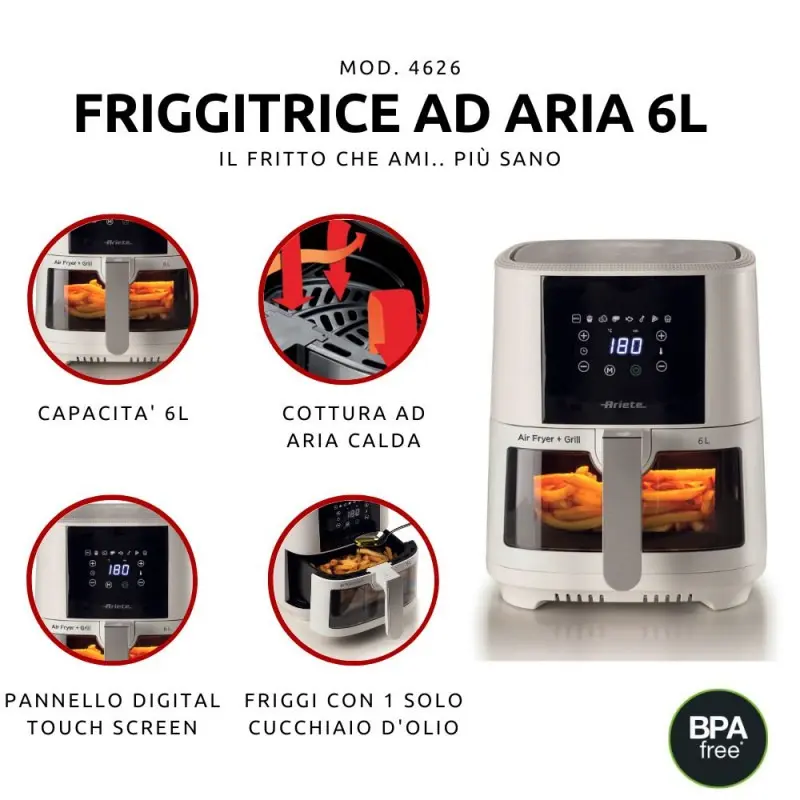 Friteuse à air blanche Ariete 6L 1300W