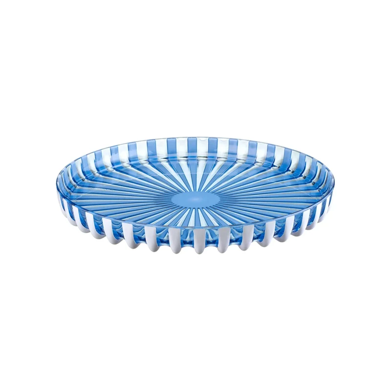 Plateau rond Pin Up Ø31 cm coloris bleu clair/blanc