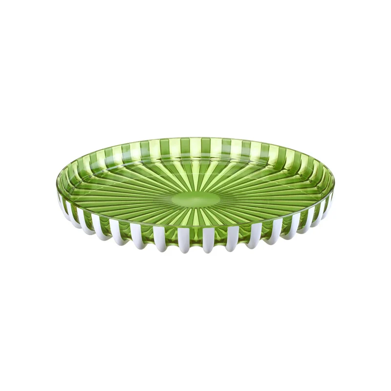 Plateau rond Pin Up Ø31 cm coloris vert/blanc