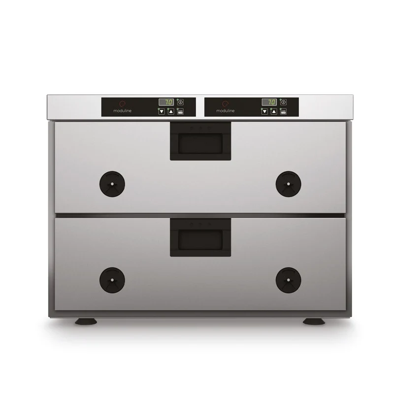 Tiroirs de maintien au chaud - 2 bacs GN 1/1 prof. 150 mm - Panneau de commande indépendant - HSW212E - Moduline