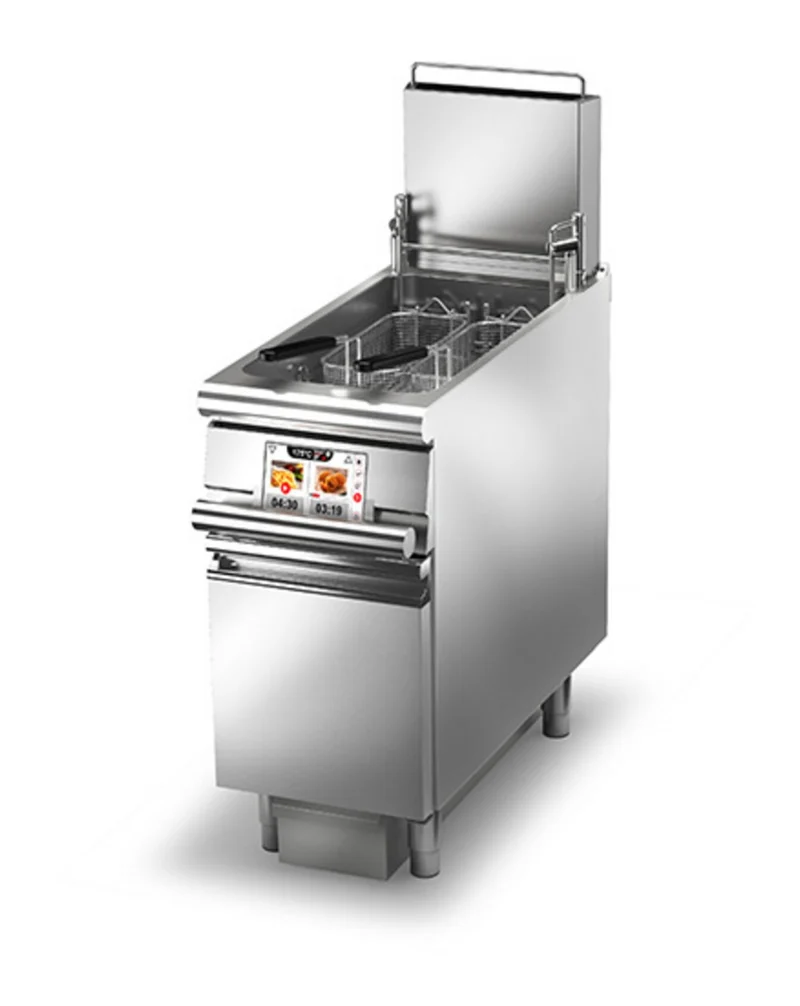 Friteuse gaz monobloc - Filtrage de l’huile + levage paniers - 23 L - EVO - Gamme QUEEN 900 - 90QFREVG423FA - Baron