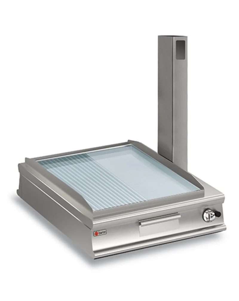 Top plancha gaz - 1/2 lisse chrome dur - Largeur 900 mm - Gamme QUEEN 1100 - 110FTTG925 - Baron