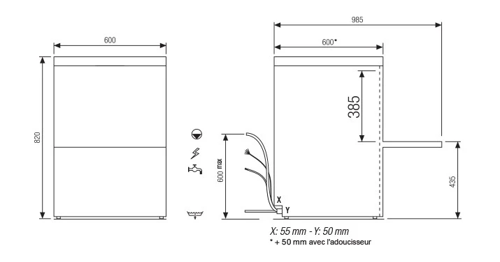 Lave-vaisselle communtable - 15 litres - NEOTECH V1 - Panier 500 x 500 mm - NEO600MPV1 - Avec pompe de vidange - COLGED