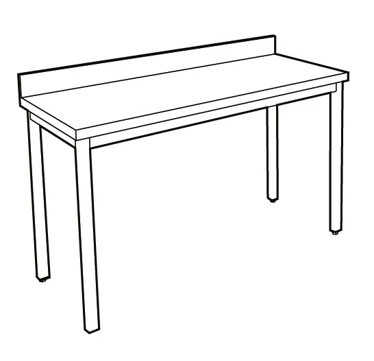 Table adossée inox profondeur 700 mm - Longueur 1200 mm - Sans étagère - TA712T