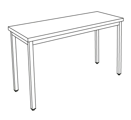 Table centrale inox profondeur 600 mm - Longueur 800 mm - Sans étagère - TC608T