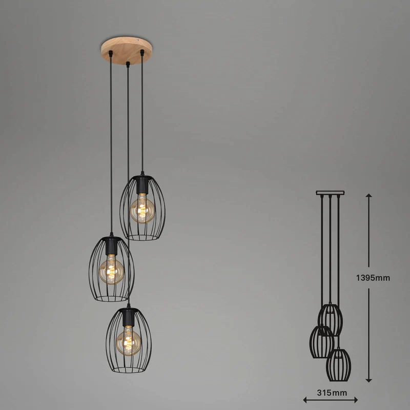 Suspension vintage Waktu 3xE27