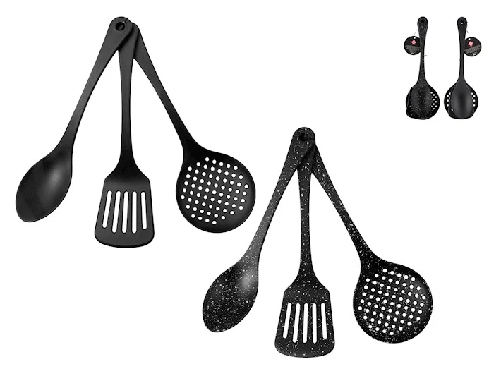 Pack de 3 louches en nylon noir assorties