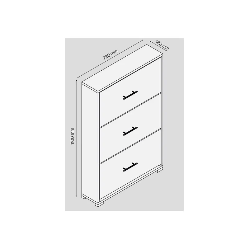 ÉTAGÈRE À CHAUSSURES 3 PORTES EN KIT MÉLAMINE BLANC CHAUD 18MM 180X720X1100HMM