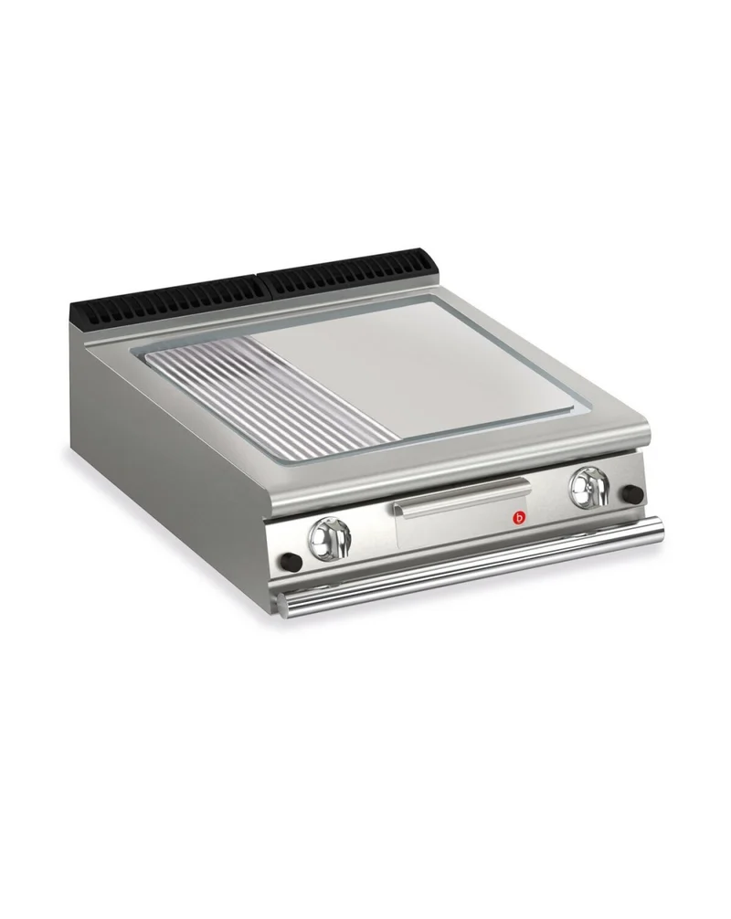 Plancha gaz - Plaque 1/3 rainurée - Largeur 800 mm - Gamme QUEEN 900 - 90QSFTTG825 - Baron