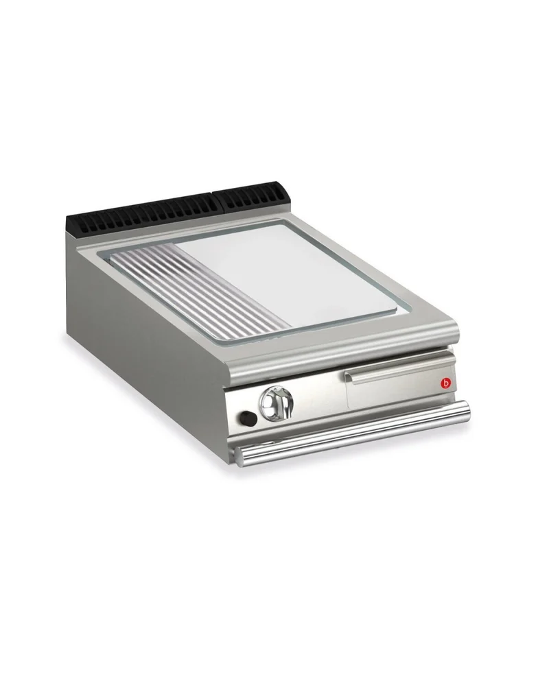 Plancha gaz - Plaque AISI 430 1/3 rainurée - Largeur 600 mm - Gamme QUEEN 900 - 90QSFTTG625 - Baron