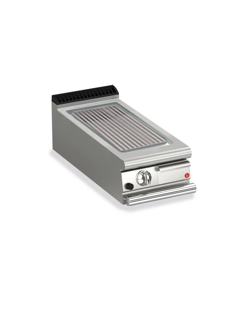 Plancha gaz - Plaque chrome dur rainurée - Largeur 400 mm - Gamme QUEEN 900 - 90QSFTTG415 - Baron