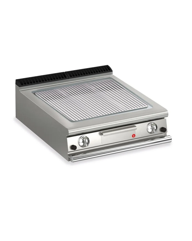Plancha gaz - Plaque AISI 430 rainurée - Largeur 800 mm - Gamme QUEEN 900 - 90QSFTG813 - Baron
