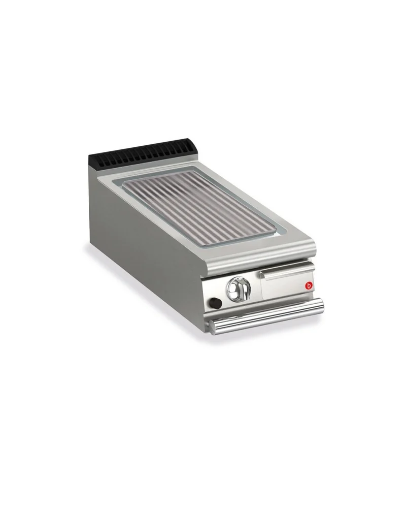 Plancha gaz - Plaque AISI 430 rainurée - Largeur 400 mm - Gamme QUEEN 900 - 90QSFTG413 - Baron