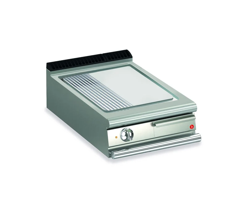 Top plancha électrique - Plaque 1/3 rainurée 27,5 dm² - Chrome dur - Larg. 600 mm - 505 x 490 - 70QSFTE625 - Baron