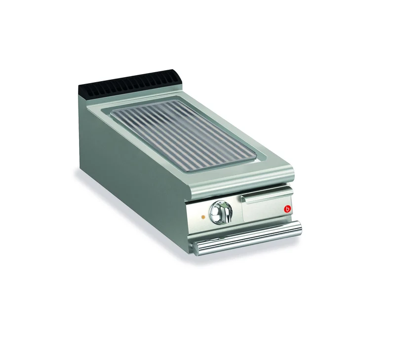 Top plancha électrique - Plaque rainurée 17,3 dm² - Chrome dur - Larg. 400 mm - 305 x 490 - Gamme QUEEN 700 - 70QSFTE415 - Baron