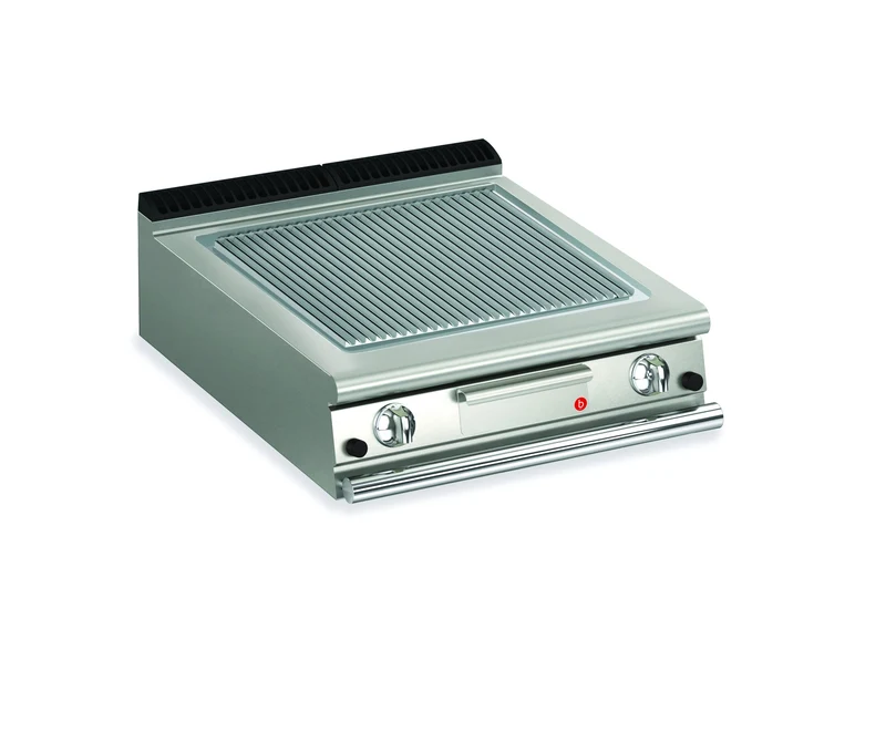 Top plancha gaz - Plaque rainurée 37,3 dm² - AISI 430 - Larg. 800 mm - 705 x 490 - Gamme QUEEN 700 - 70QSFTG813 - Baron