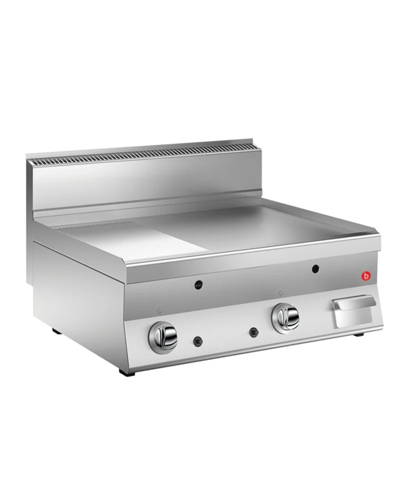 Grillade gaz - Plaque 2/3 lisse 44 dm² - AISI 430 - 796 x 555 mm - Gamme 650 - 60FTTG823 - Baron
