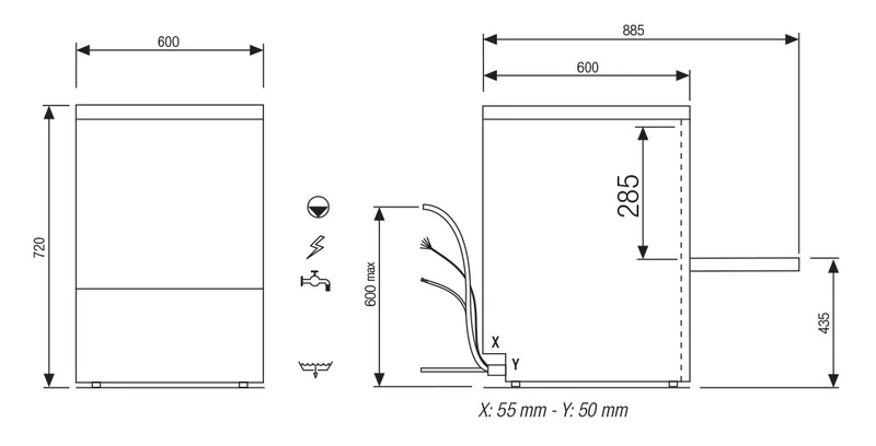 Lave-vaisselle - 20 litres - STEELTECH V1 - Panier 500 x 500 - Avec pompe de vidange - Sans adoucisseur - STEEL360PV1- COLGED