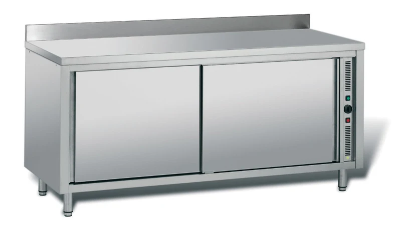 Meuble adossé inox chauffant profondeur 700 mm - Simple face - Longueur 1400 mm - TCH14ET