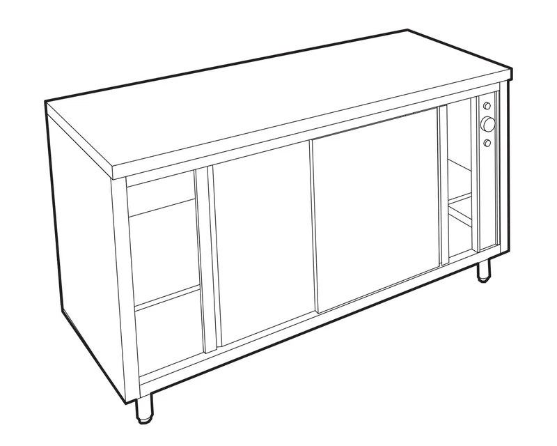 Meuble central inox chauffant profondeur 700 mm - Longueur 2000 mm - Double face - TCH20DFT