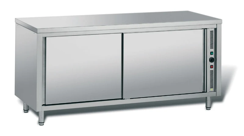 Meuble central inox chauffant profondeur 700 mm - Longueur 1400 mm - Simple face - TCH14T