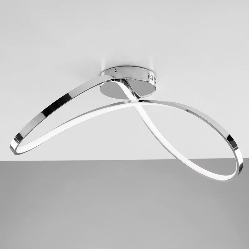 Ceiling light in metal and aluminum Polished Chrome Integrated LED 70x29 h22 cm