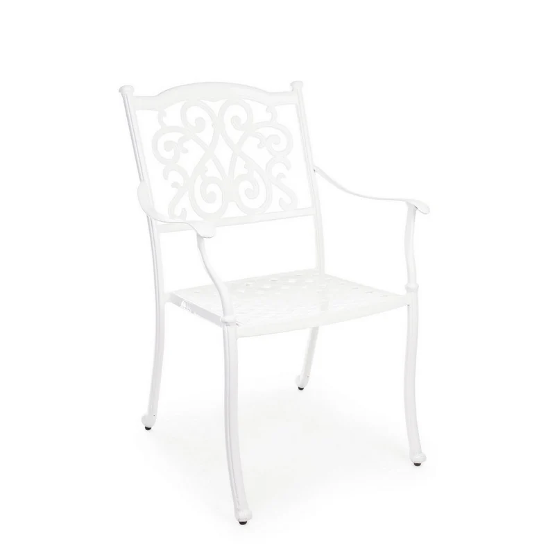 Chaise d'extérieur blanche Ivrea avec accoudoir