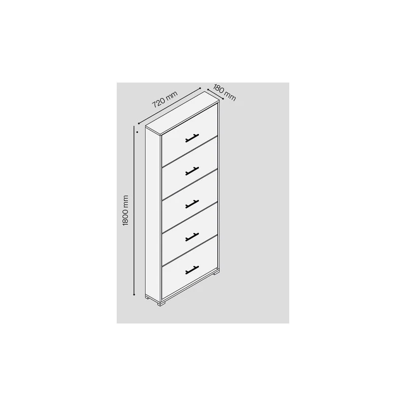 ÉTAGÈRE À CHAUSSURES 5 PORTES EN KIT MÉLAMINE BLANC CHAUD 18MM 180X720X1800HMM