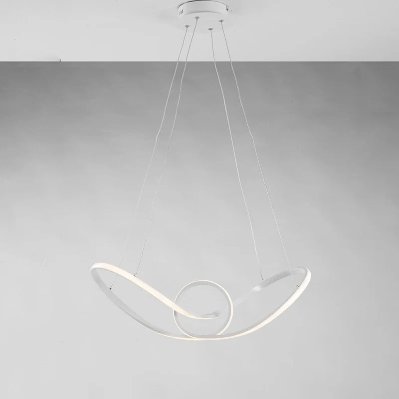 Lustre suspension en métal blanc et aluminium avec LED intégrée 68x24x h 150 cm