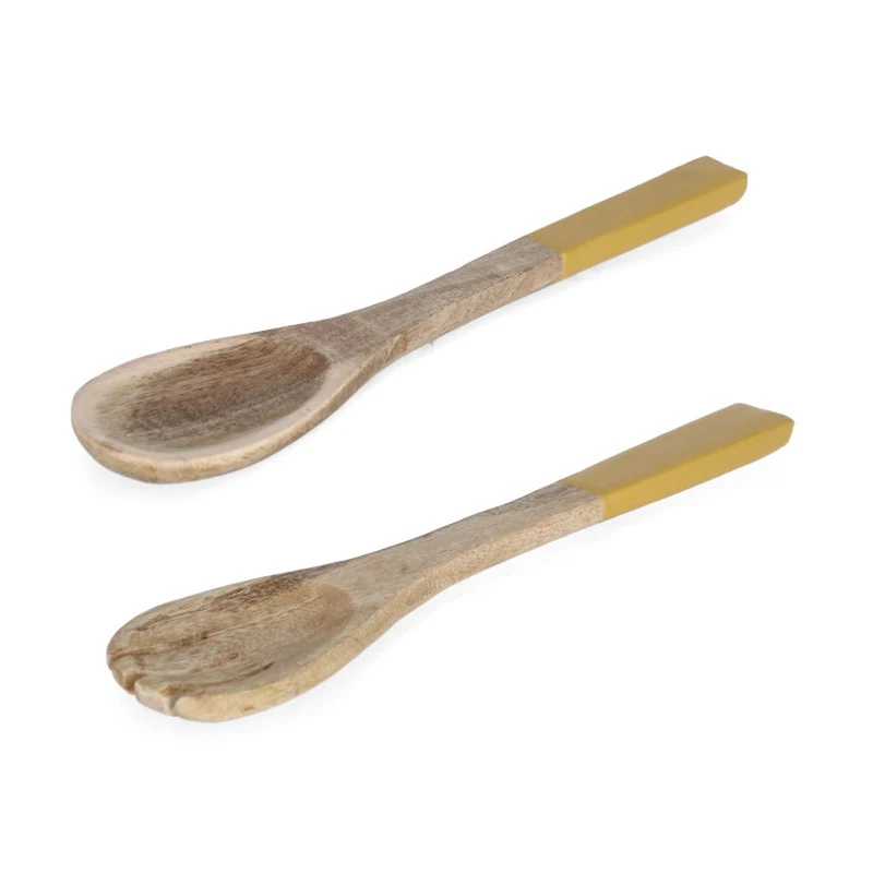 Couverts à salade en bois orange H28