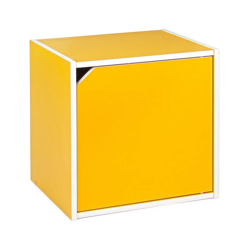 Cube jaune avec étagère 35x29,2x35h cm