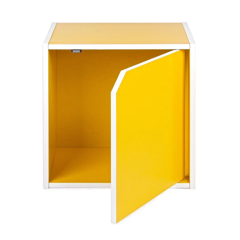 Cube jaune avec étagère 35x29,2x35h cm