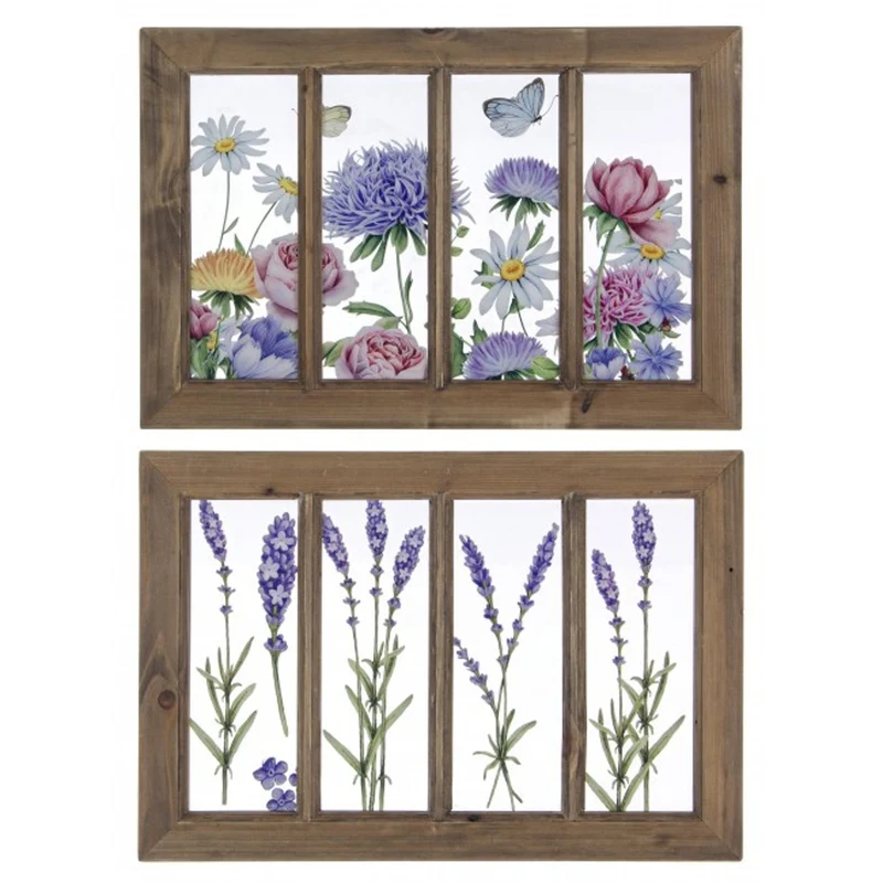 Tableau fleur 49x33 cm en bois et plastique
