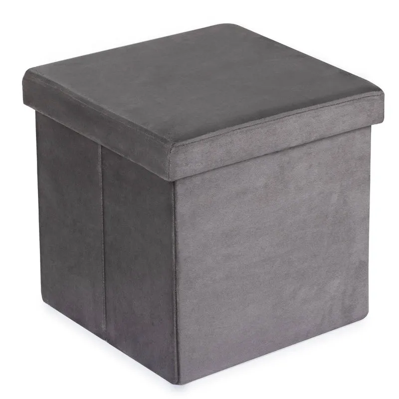 Pouf de rangement gris 38x38xh38 cm
