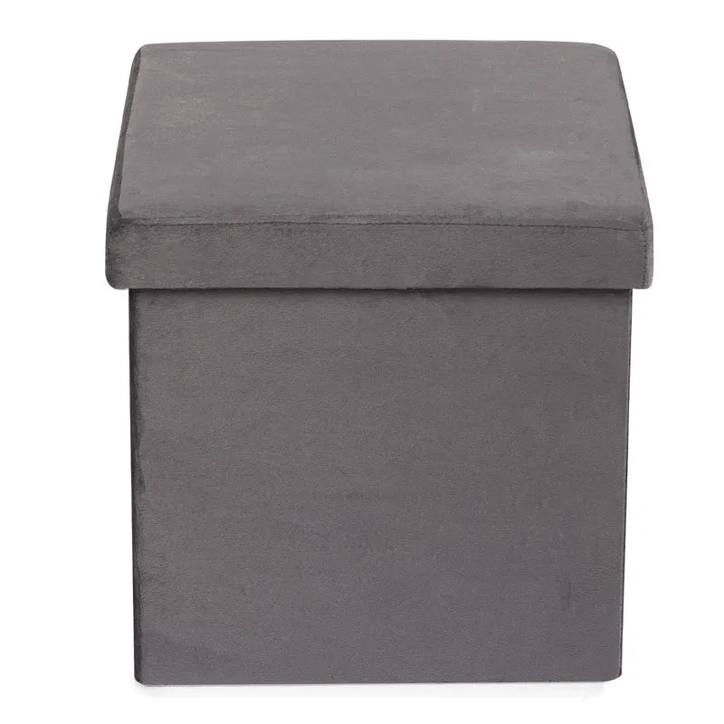 Pouf de rangement gris 38x38xh38 cm