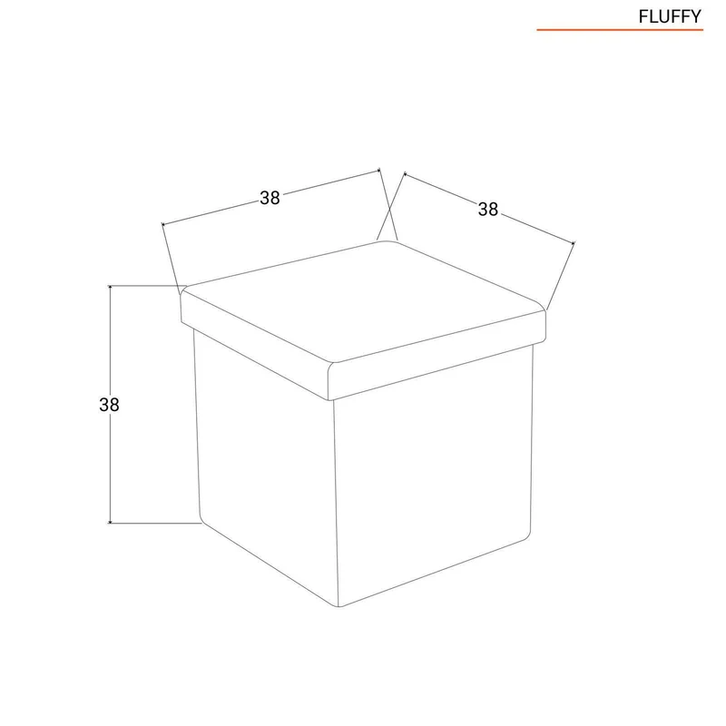 Pouf de rangement gris 38x38xh38 cm
