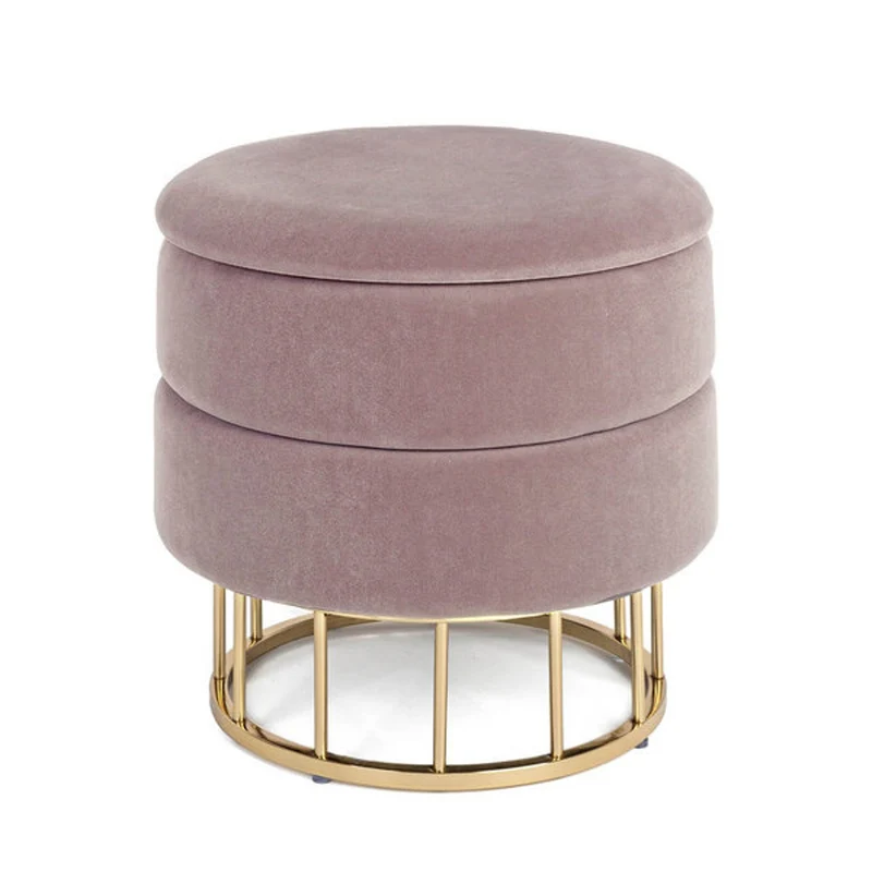 Tabouret mauve 37,5x42 cm, effet velours