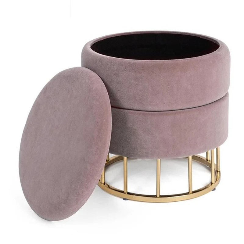 Tabouret mauve 37,5x42 cm, effet velours