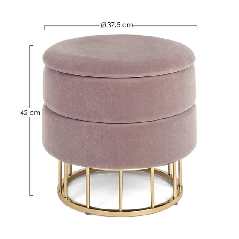 Tabouret mauve 37,5x42 cm, effet velours