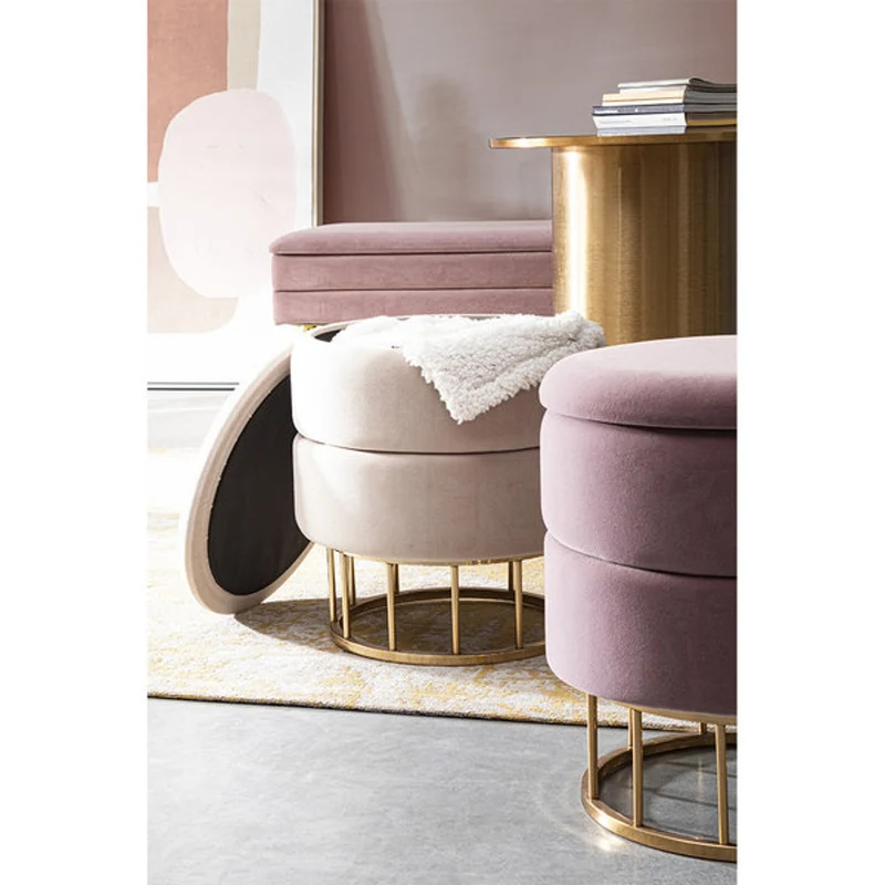 Tabouret mauve 37,5x42 cm, effet velours