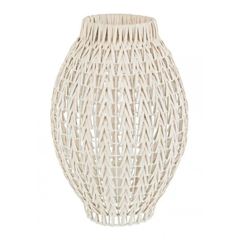 Lampe de table en rotin blanchi H51