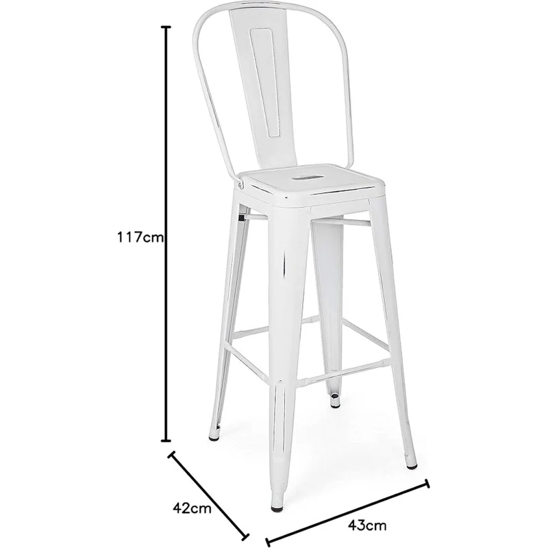 Tabouret de bar blanc 42p x 43l x 117h cm
