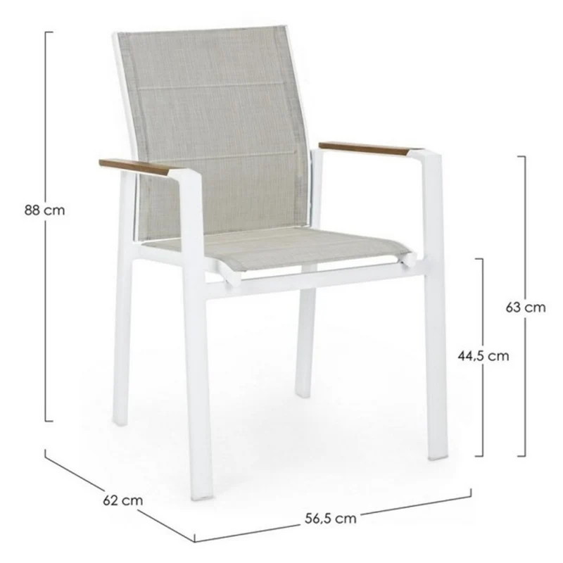 Chaise blanche avec accoudoirs 56,5x62x88 cm