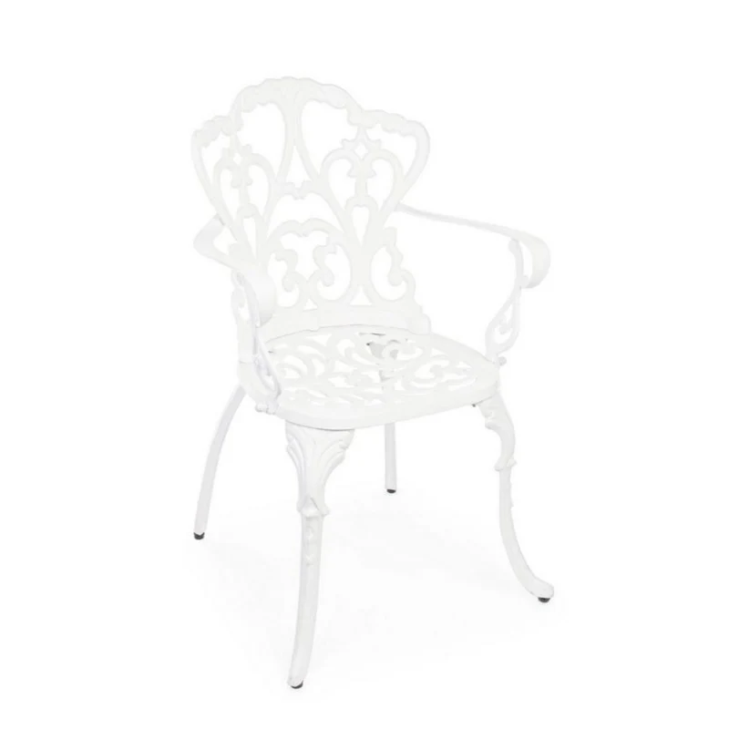 Chaise en aluminium blanc avec accoudoirs 57,5x58x87,5