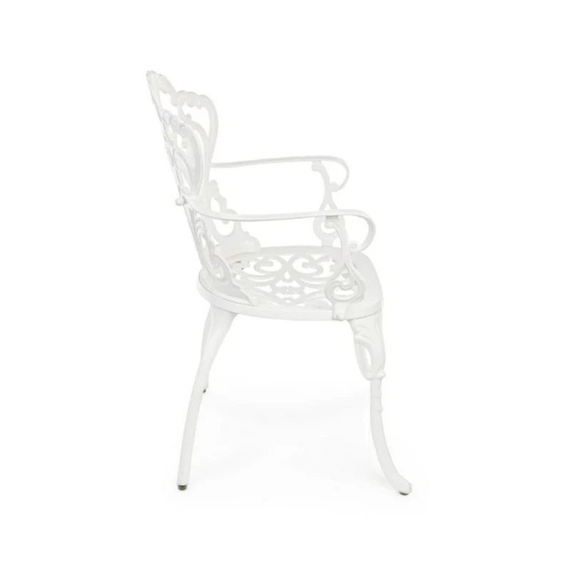 Chaise en aluminium blanc avec accoudoirs 57,5x58x87,5