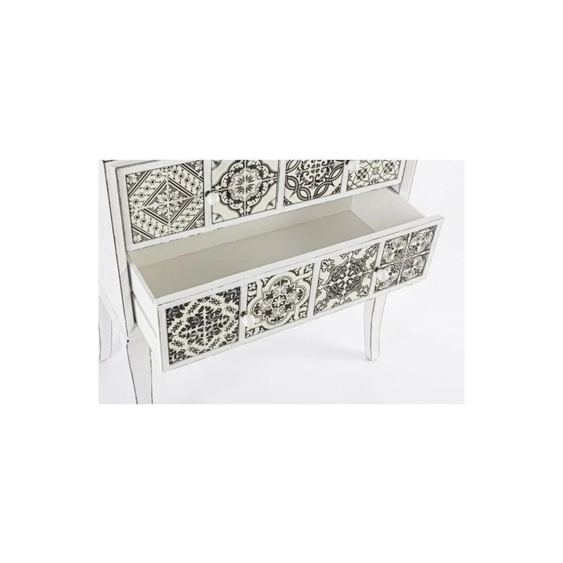 Commode avec 2 tiroirs blanc et gris 72,5x36x81