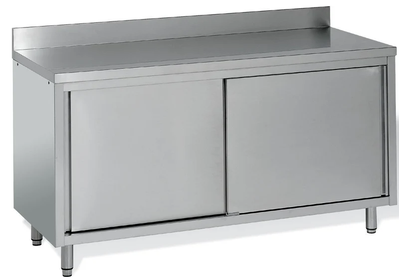 Meuble de rangement inox profondeur 700 mm - Longueur 1800 mm - Adossé simple face - MR18ET